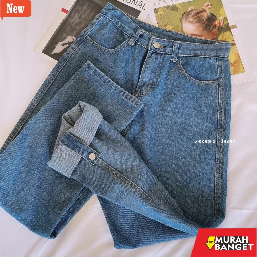 Celana panjang denim wanita- celana jeans wanita  korea celana kulot jeans jumbo jeans cutbray highw