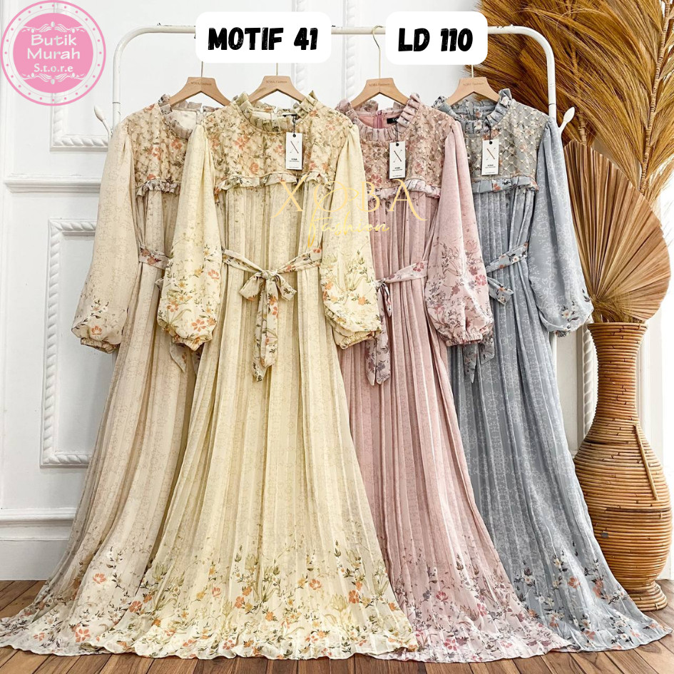 Xoba Fashion 2546 Motif 41 Gaun+Hijab LD 110 CM Ceruti Mix Tile Motif Busana Muslim Wanita Gamis