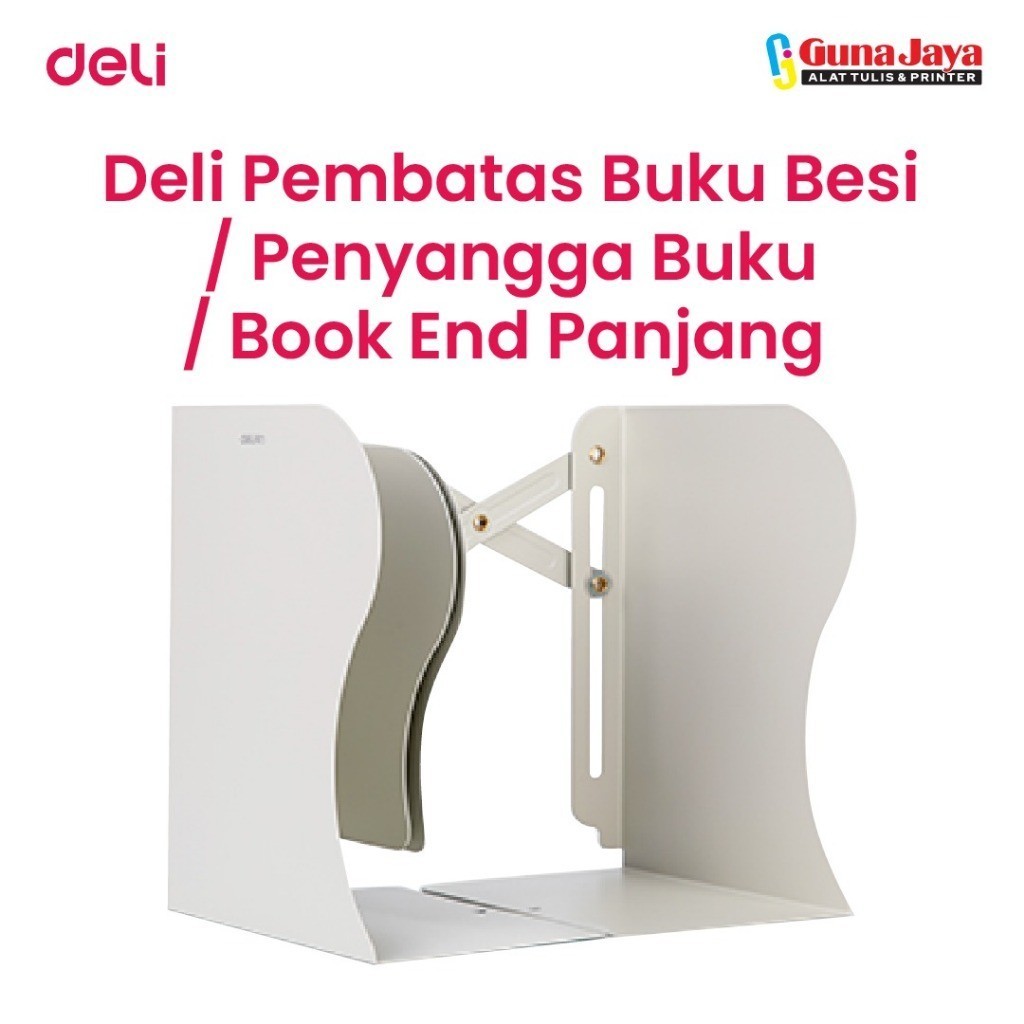 

BobomartX DELI E-78630 BOOK END WHITE - Deli Pembatas Buku Besi / Penyangga Buku / Book End