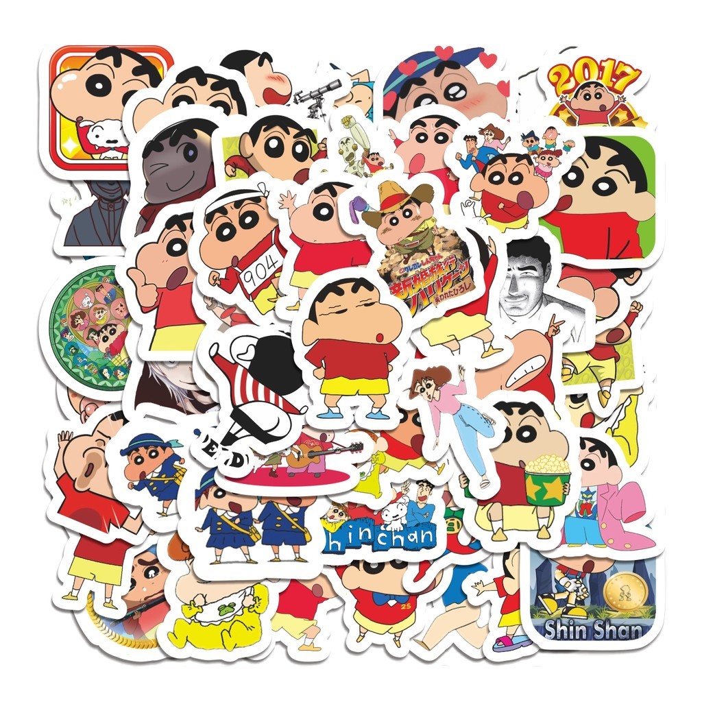 

COD 50 Pcs Stiker Crayon shin chan Lucu Anti Air Untuk Dekorasi Notebook Sepeda Skateboard Handphone