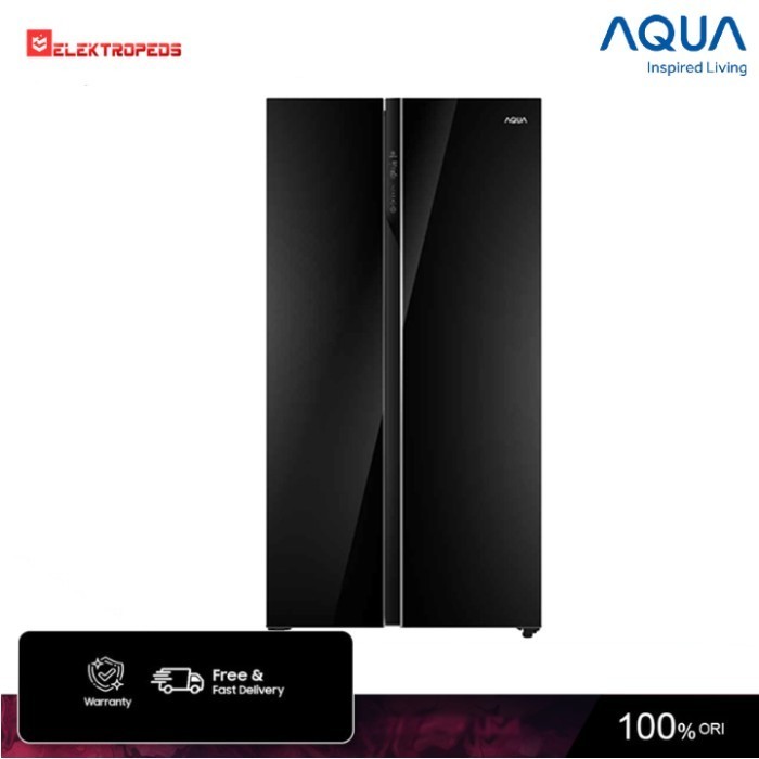 Aqua Kulkas Side By Side Refrigerator AQR-605IG(GB) - Aqua