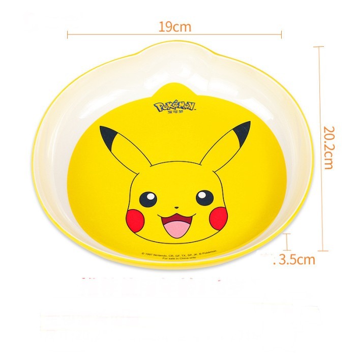 Piring Makan Mangkok Sendok Gelas Anak Melamin Karakter Pikachu - Piring Motif