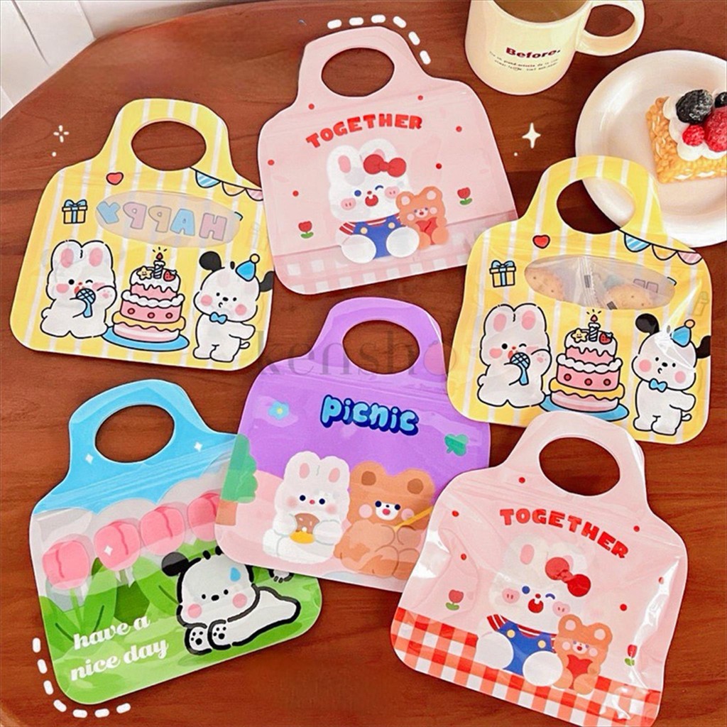 

KENSHO 5 Pcs Plastik Goodie Bag Ziplock Tenteng Fancy / Tas Mini Lucu