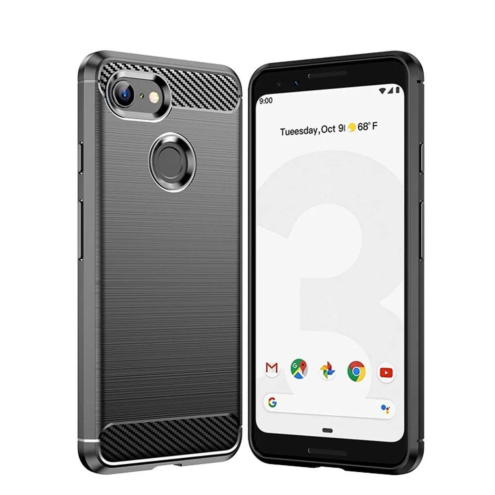 Untuk Google Pixel 3 Google Pixel 3 XL 3XL Pixel3 Pixel3XL Casing Ponsel Serat Karbon Lembut TPU Sil