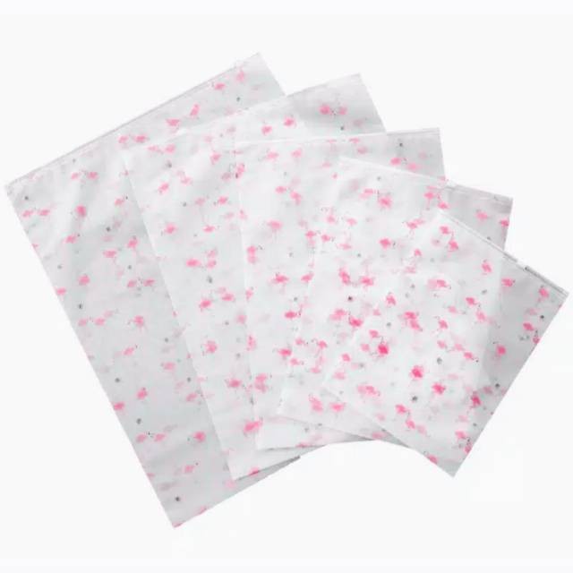 [TANPA MINIMAL ORDER] Zipper Bag 30 x 40 Frosted Matte Buram Transparan Motif Flamingo CR