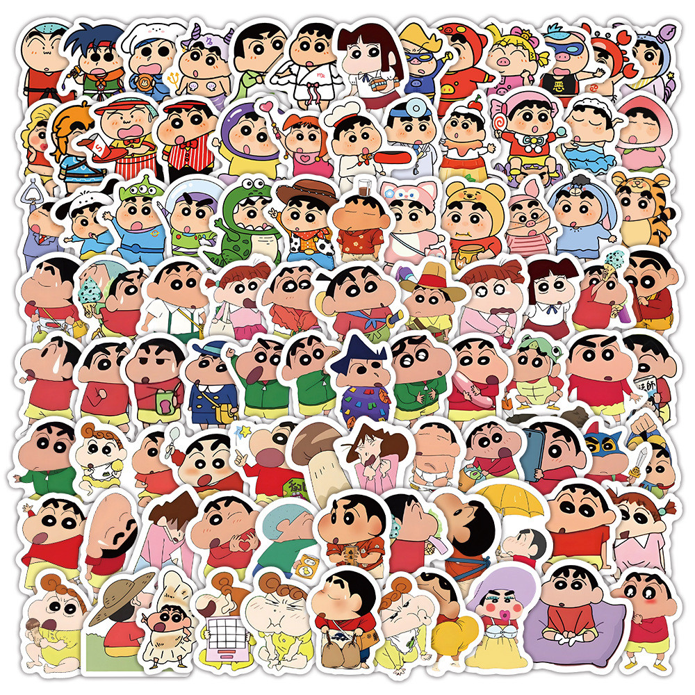 

120PCS Kawaii Bandai Anime Crayon Shin-chan Sticker Kids Toys DIY Funny Skateboard Luggage Decoration Waterproof Cute Sticker