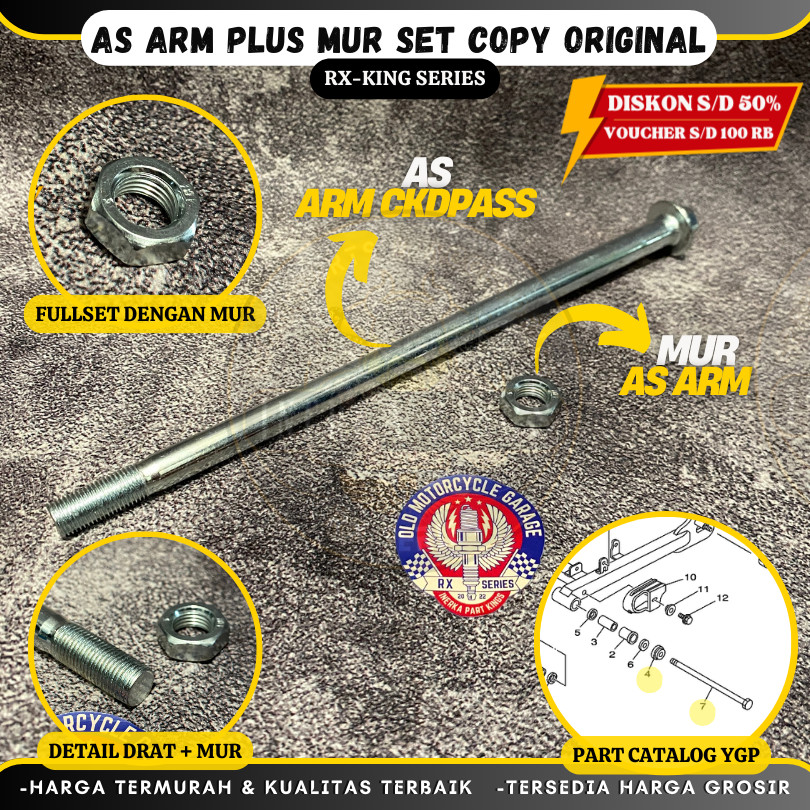 As Swing Arm Tengah Plus Mur Full set Motor Yamaha RX KING RXK 2006 Kebawah RXS F1ZR F1 Copy Origina