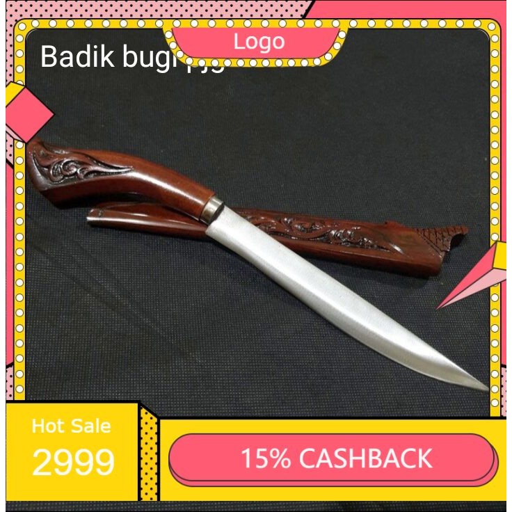 Badik asli bugis / pisau badik baja asli tajam / pisau tajam super baja / Promo Badik Ukir Pendek Go