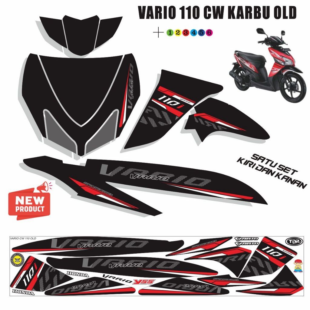 STRIPING STIKER LIST MOTOR HONDA  VARIO 110 KARBU VARIASI STIKER VARIO CW 110 OLD STIKER MOTOR