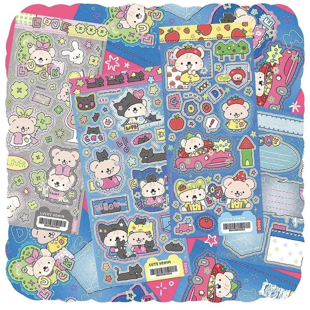 

2pcs Korean Cute Cartoon Bear Club Stickers Ins Mobile Phone Case Guka Account Diy Creative Stickers