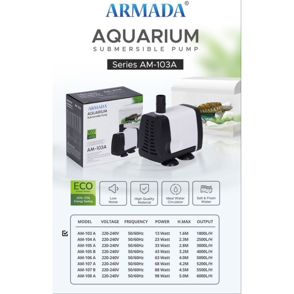 POMPA AQUARIUM CELUP WATER PUMP ARMADA AM 5200 A AM-5200A LOW WATT ARMADA
