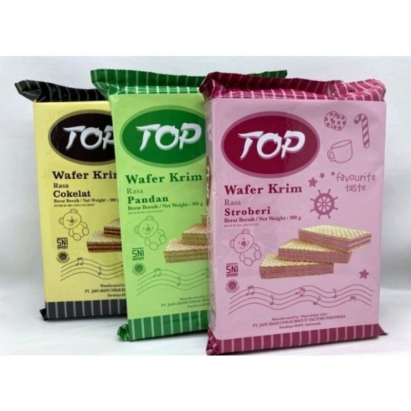 

TOP WAFER CREAM STRWBERRY COKLAT VANILA 300GR