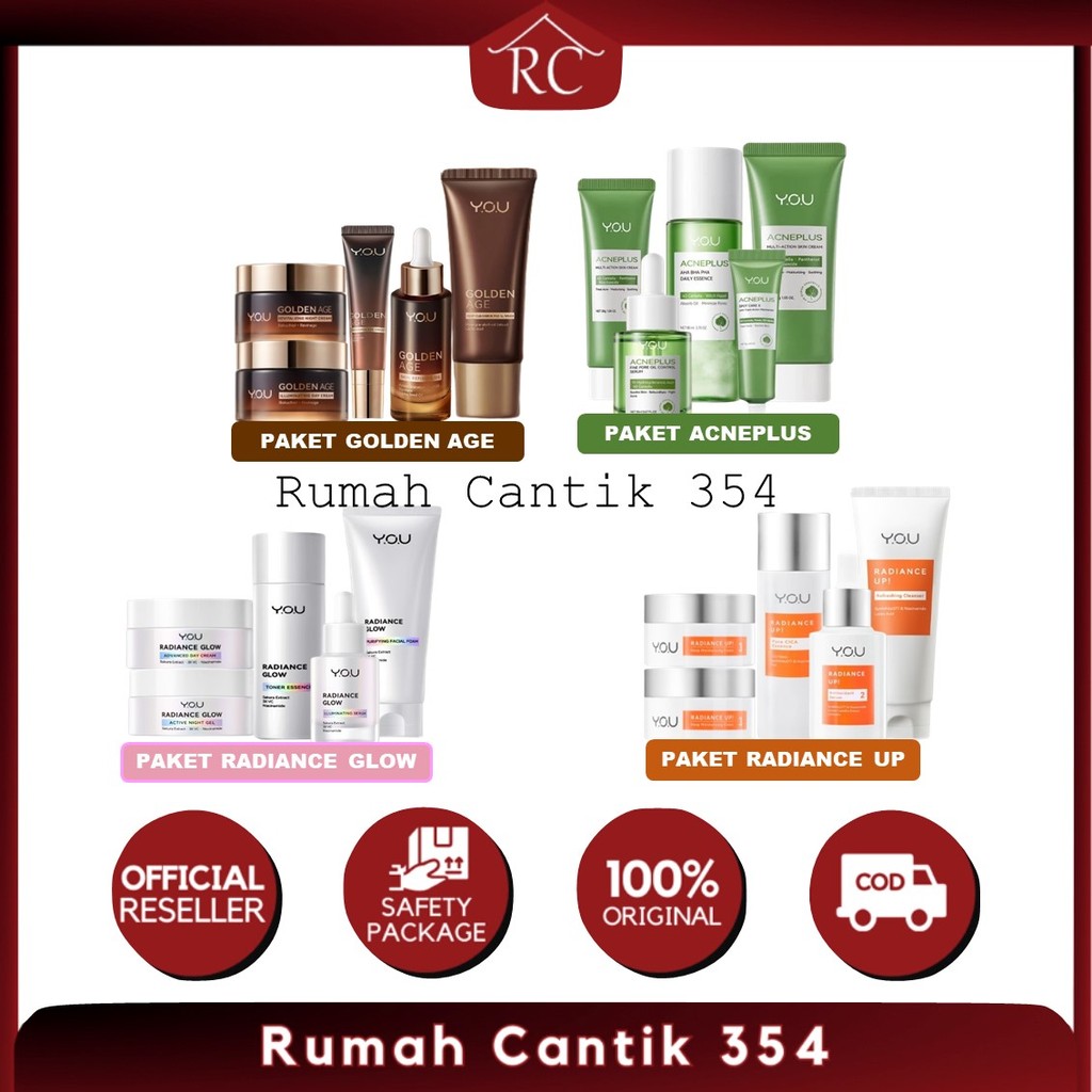 RC354 YOU 5in1 Paket Skincare Set 5pcs | Radiance Glow Serum Facial Foam Cream | Radiance Up Serum T