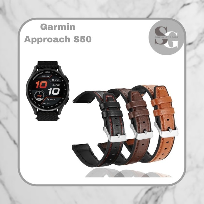 STRAP GARMIN APPROACH S50 SMART WATCH LEATHER SILICONE TALI JAM TANGAM 20MM