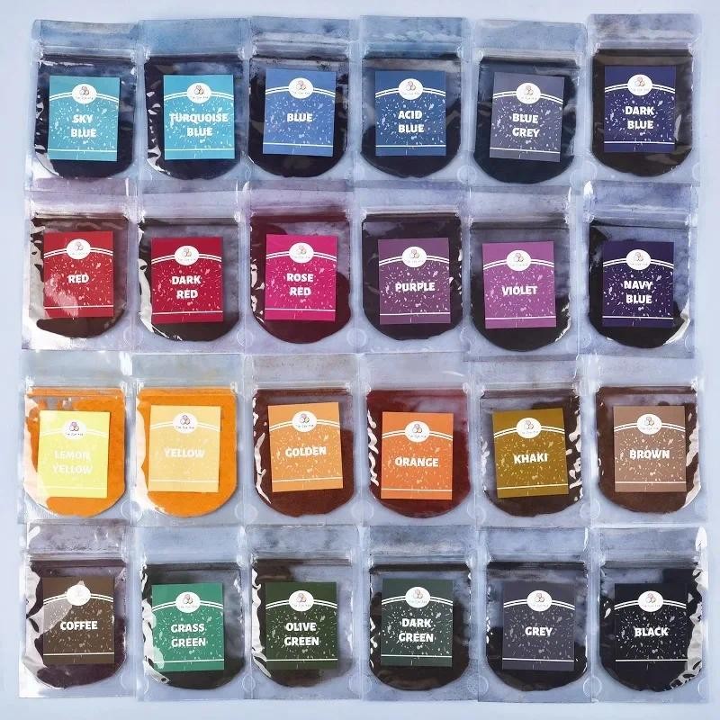 

24 Colors 10g Fabric DIY Tie Dye Powder Color Change Free Cooking Color Dye For Fabric Bag Clothes Suit Dye Fabric Decorating