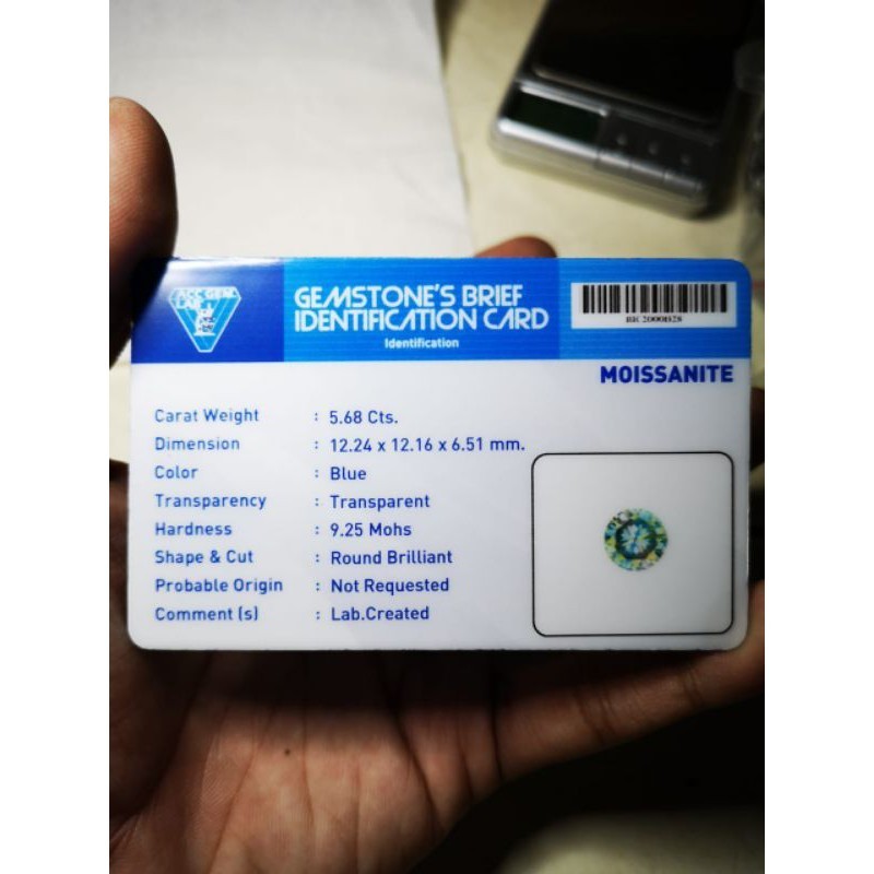 batu permata berlian missonite berserta memo acc lab