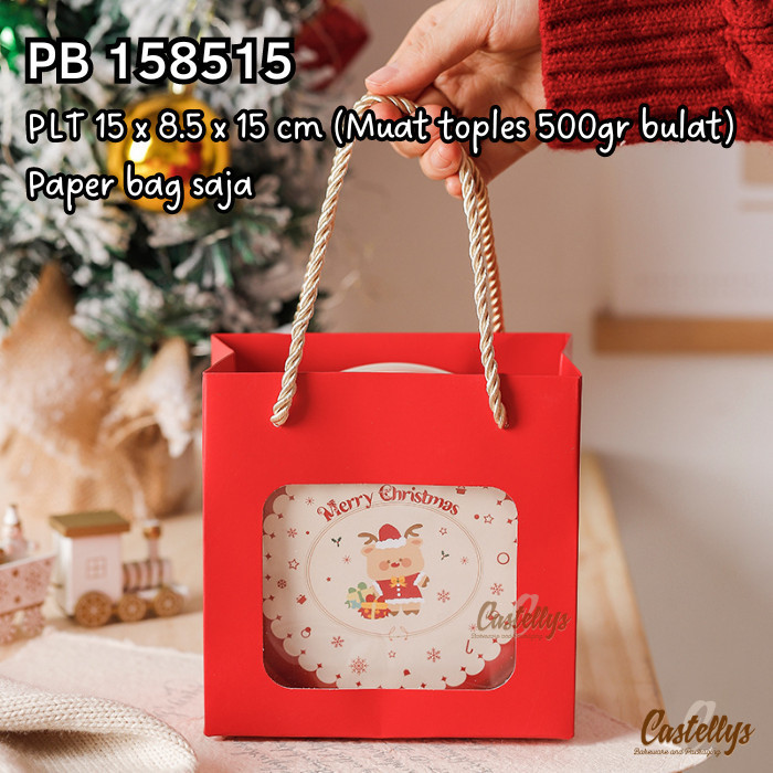 

PB15815 Paper Goodie Bag Merah Hampers Kue Kering Hadiah Imlek Natal