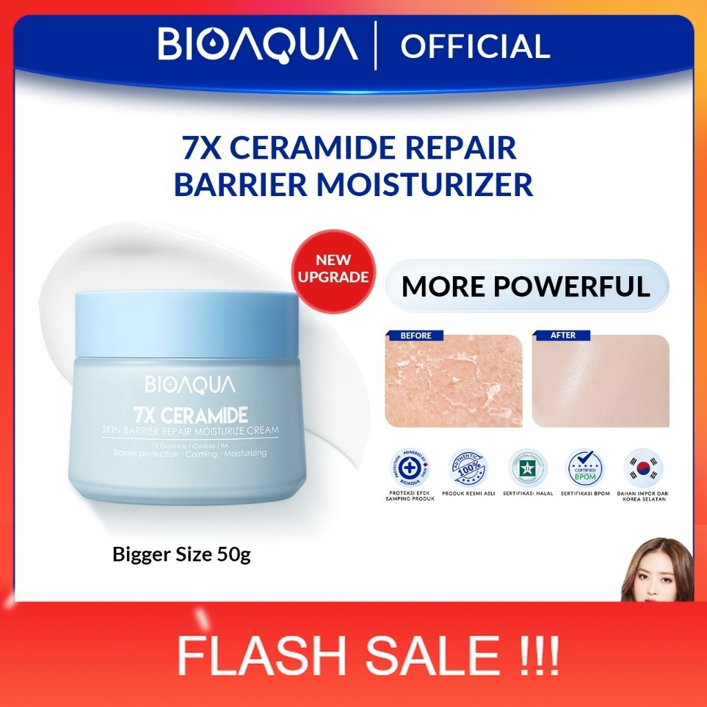 PROMO 【BPOM】BIOAQUA 7X Ceramide Skin Barrier Repair Moisturizer Cream 50g Pelembab Wajah Cream Pemut