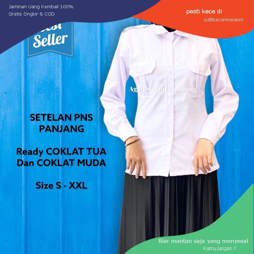 OUTFIT AGEN KEMEJA PUTIH PNS WANITA/BAJU PNS CEWEK/KEMEJA DINAS/KEMEJA PANJANG PUTIH WANITA