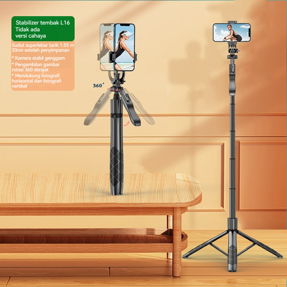 Tongsis 1.55M Kamera DSLR Remote Stick Tripod Bluetooth 3 in 1Selfie Tongsis