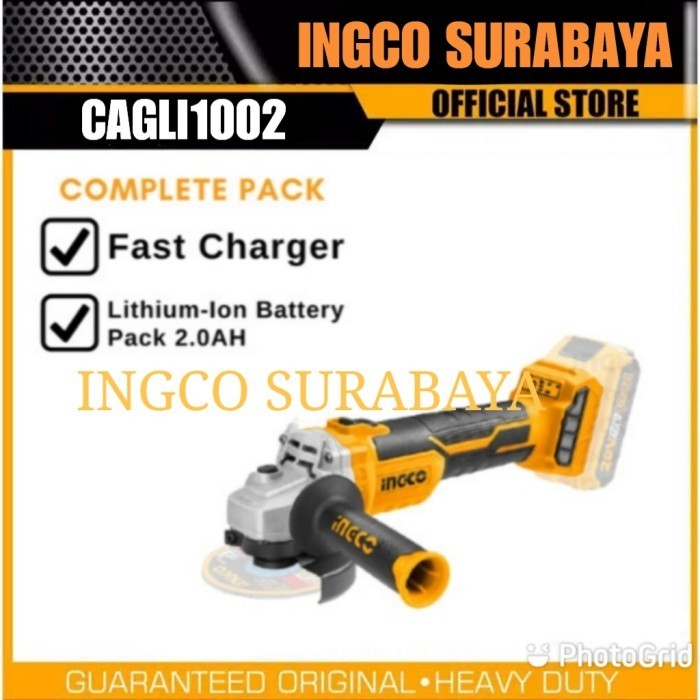 INGCO CAGLI1002 ANGLE GRINDER BRUSHLES CORDLESS GERINDA TANGAN BATERAI