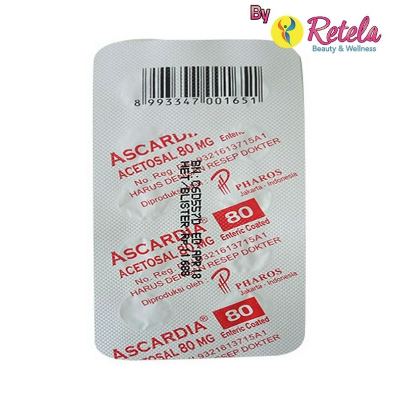 Ascardia 80 Mg 𝗣𝗘𝗥𝗦𝗧𝗥𝗜𝗣10 Tablet / Aspirin / Acetosal / Pengencer Darah Aspirin Farmasal 100 Miniasp