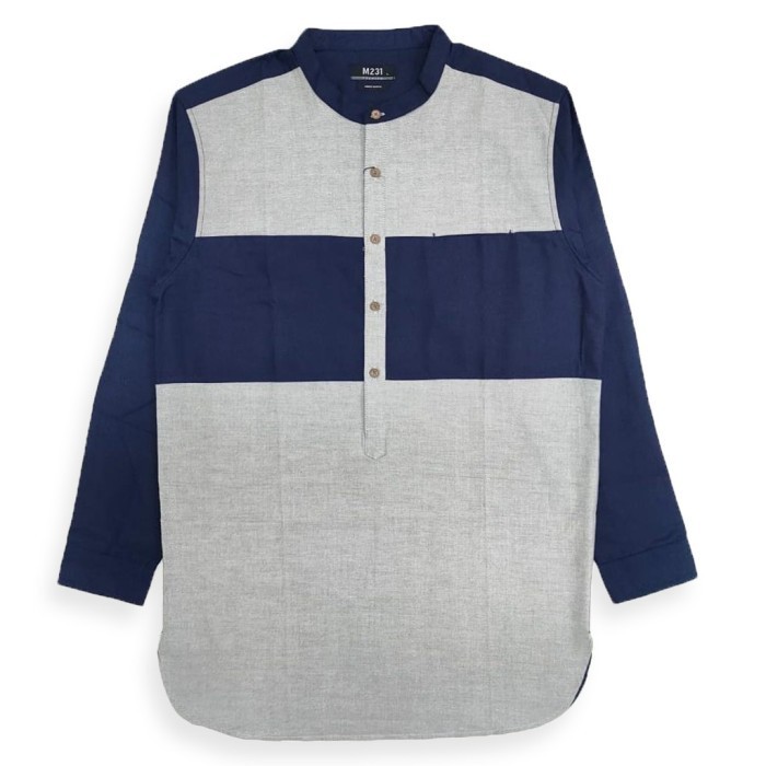 [Baju Koko Lebaran 2024] M231 Koko Kurta Pria Panjang Navy 1984A - m