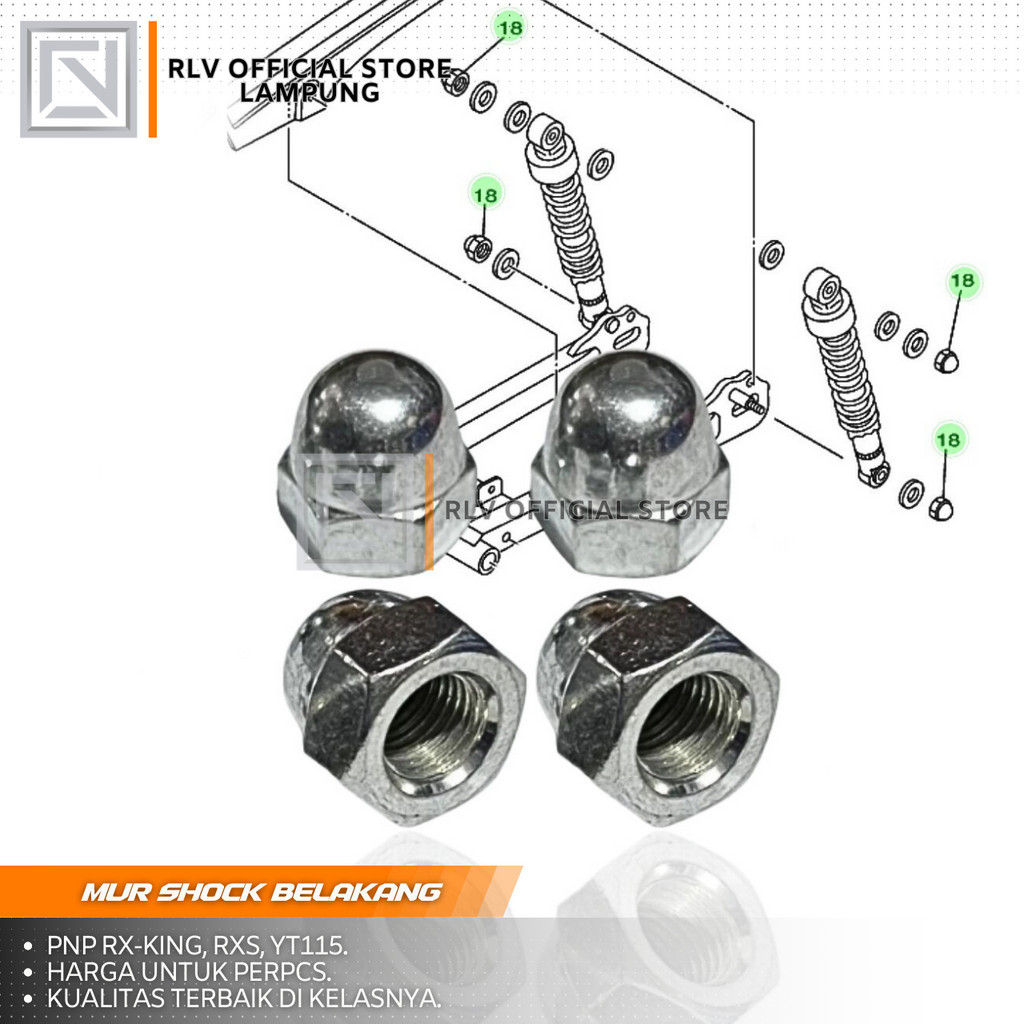 Mur shock sok belakang rx king rxs yt115 - Mur skok peredam kejut motor