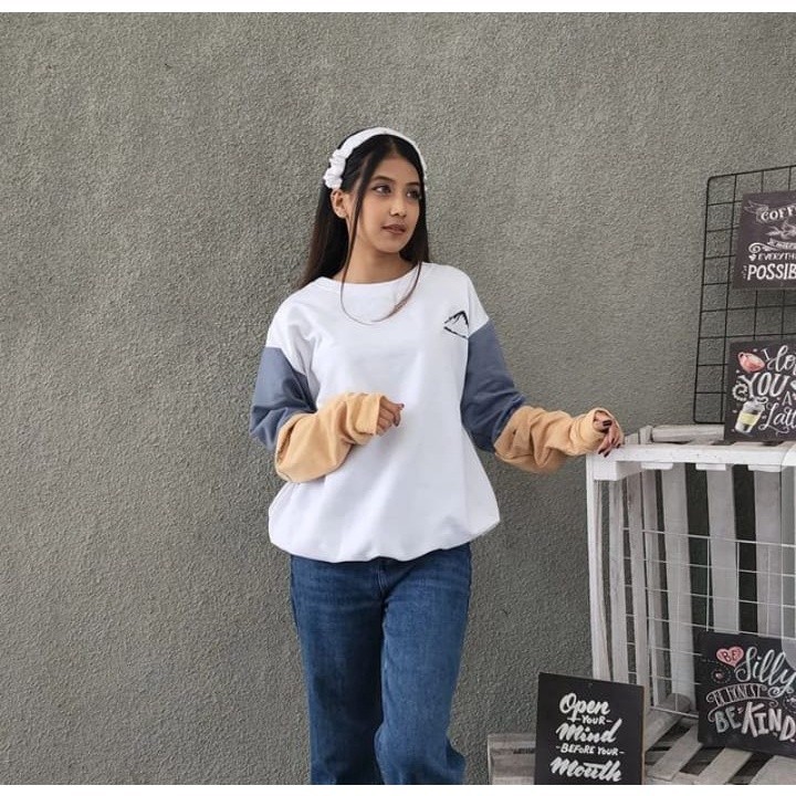 Baju Sweater Wanita Lengan Panjang Outfit Kekinian Fashion OOTD Mountain sweater Murah Premium