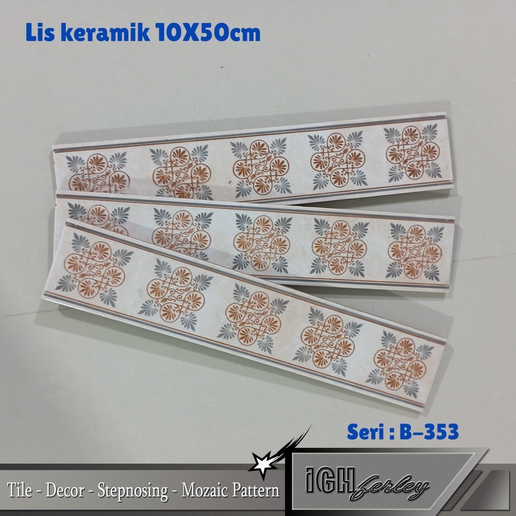 Lis Keramik Dinding 10x50cm Glossy Motif Cantik