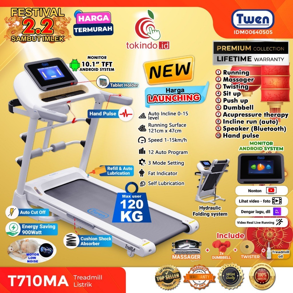 TWEN T710MA Treadmill Elektrik Treadmill Listrik Treadmill Multifungsi Treadmill Murah Treadmil