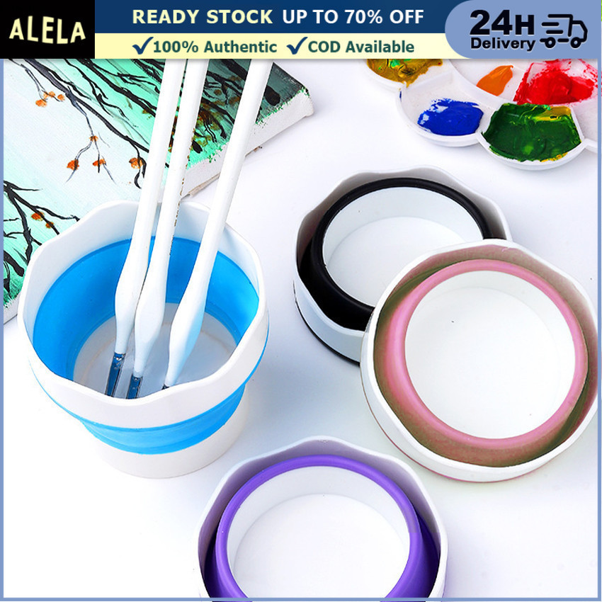 

Wadah Lipat Pembersih Kuas Lukis Silicone Paint Brush Cleaner Cup Travel Portable