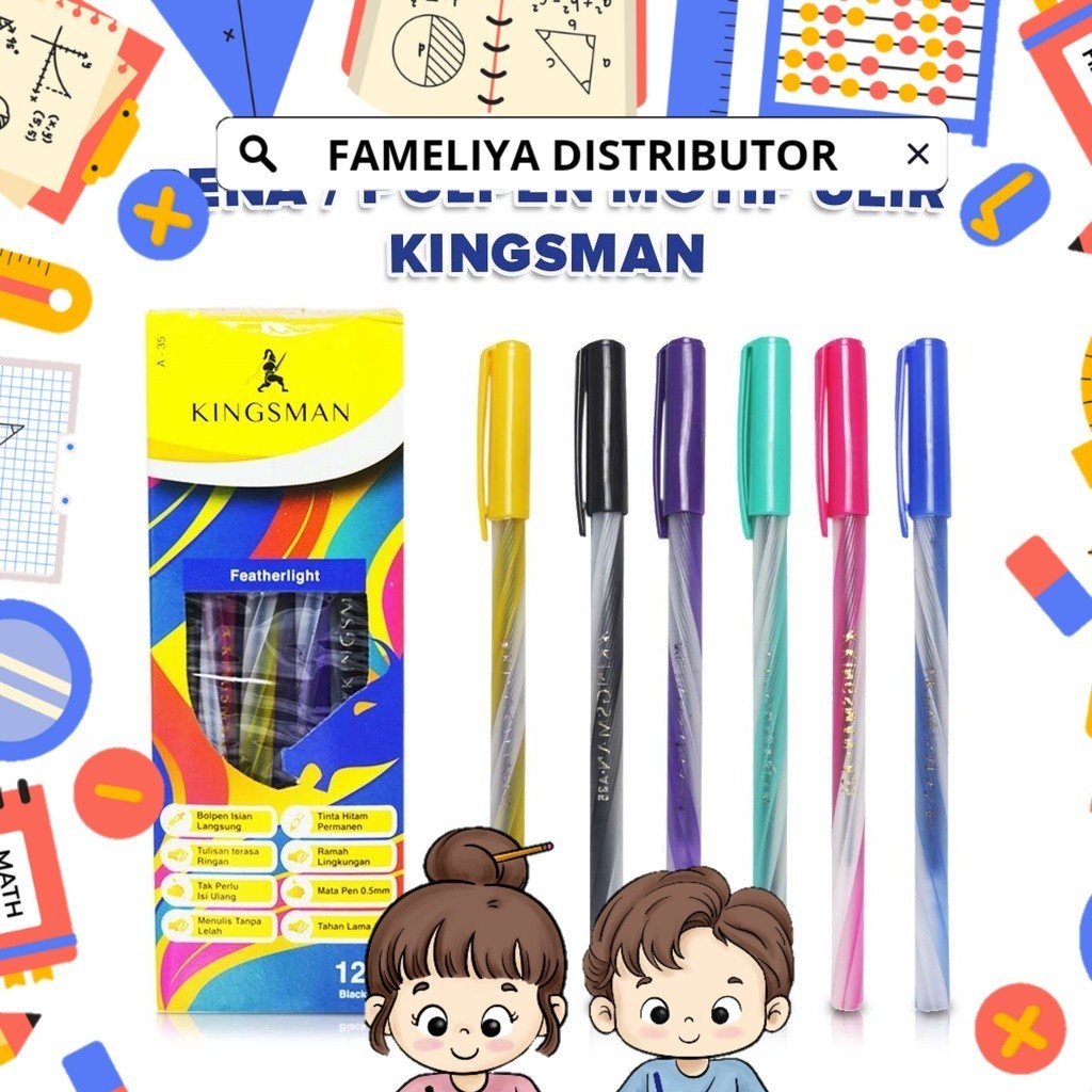 

[FD] Pulpen Pena Lilin Ulir Spiral Kingsman Kecil Satuan Bolpoin Ulir 05 MM Transparan Berwarna