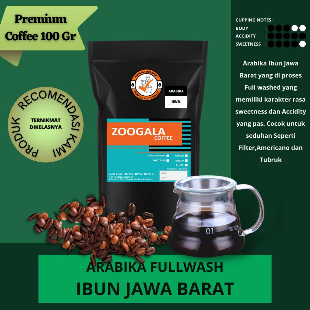 

Kopi Arabika Ibun Jawa Barat Fullwash 100Gr - 500Gr