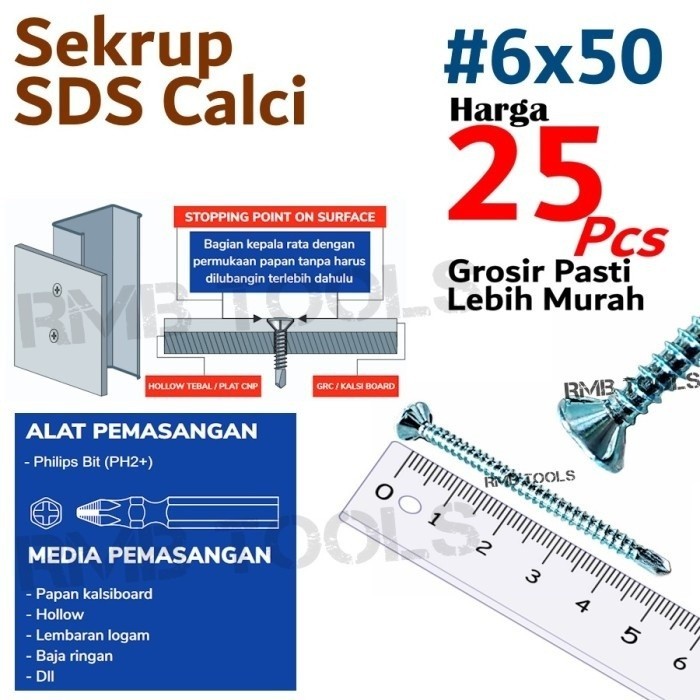 Sekrup SDS FH GRC 6x50 / Skrup Kalsiboard Lisplang Conwood Calci #6
