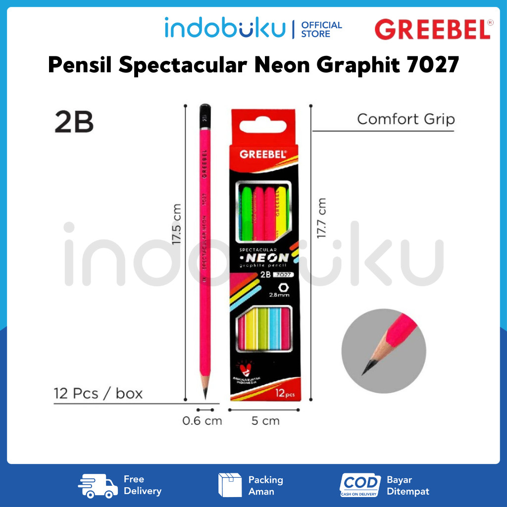 

Pensil Greebel Spectacular Neon Graphit 2B 7027 (1 Pack Isi 12 Pcs )