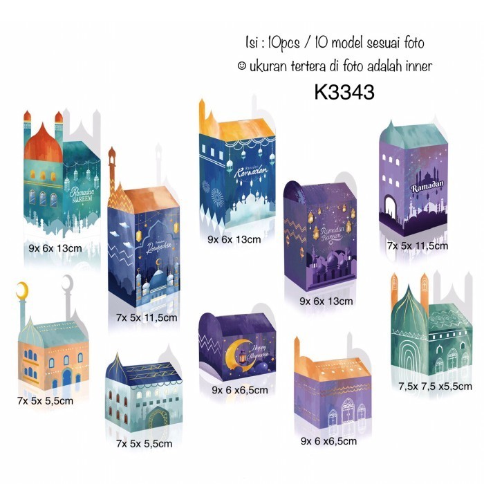 

(10pcs) Kotak Eid Mubarak K3343 Idul Fitri Lebaran Cookies Nastar | K33