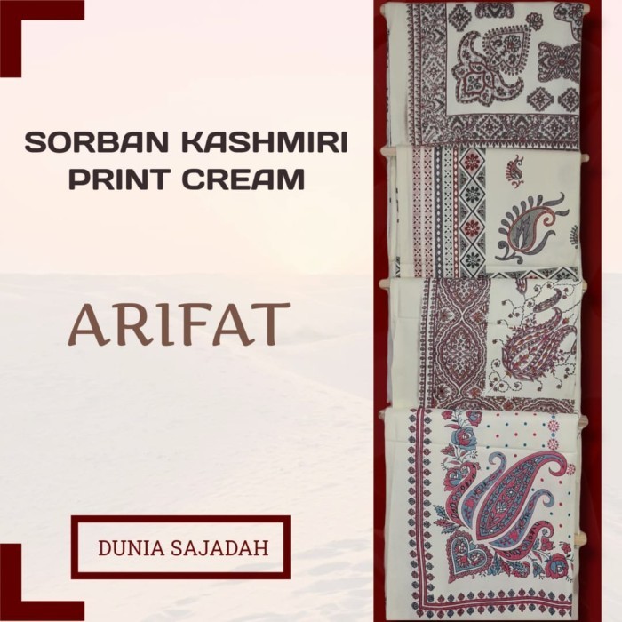 Sorban Kashmiri Print Motif Bordir Cream / Sorban Sablon Cream - Random