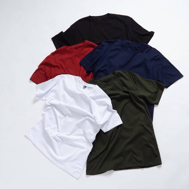 KAOS POLOS ASLI COTTON COMBED 24S TEBAL ( bukan bahan pe atau semi katun ya)