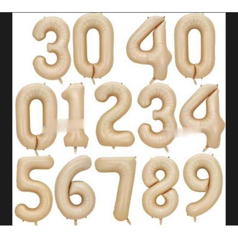 Balon Angka 80cm warna Coklat Retro