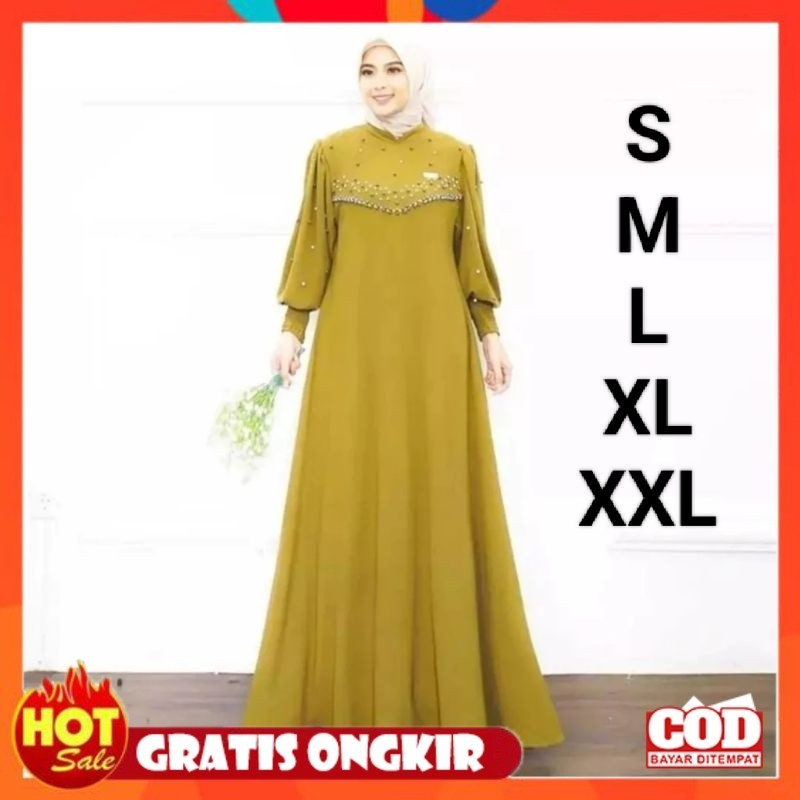 KAIN ADEM HALUS TEBAL / COD Gamis Wanita Jumbo S M L XL XXL // Vioni Dress Crincle Mix Payet Premium