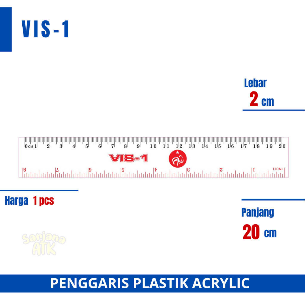 

(1 Pcs) Penggaris Plastik 20 cm VIS-1