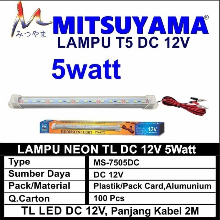 Lampu neon LED TL DC 12V 5 - 21 watt Mitsuyama / Lamp
