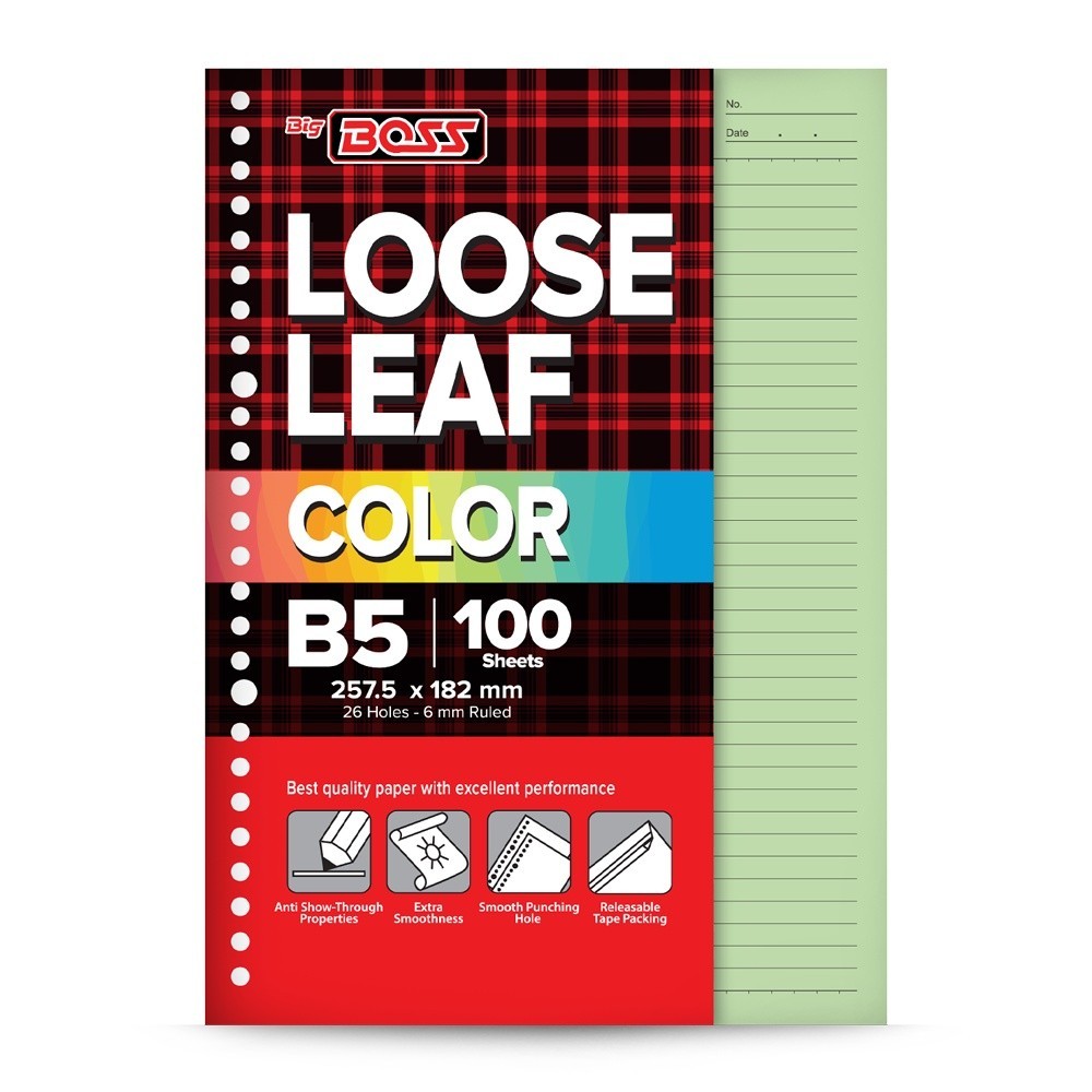 

[Stationery Spectrum] BigBoss Loose Leaf B5 100 Lembar Green BBO LL 100 B5 190