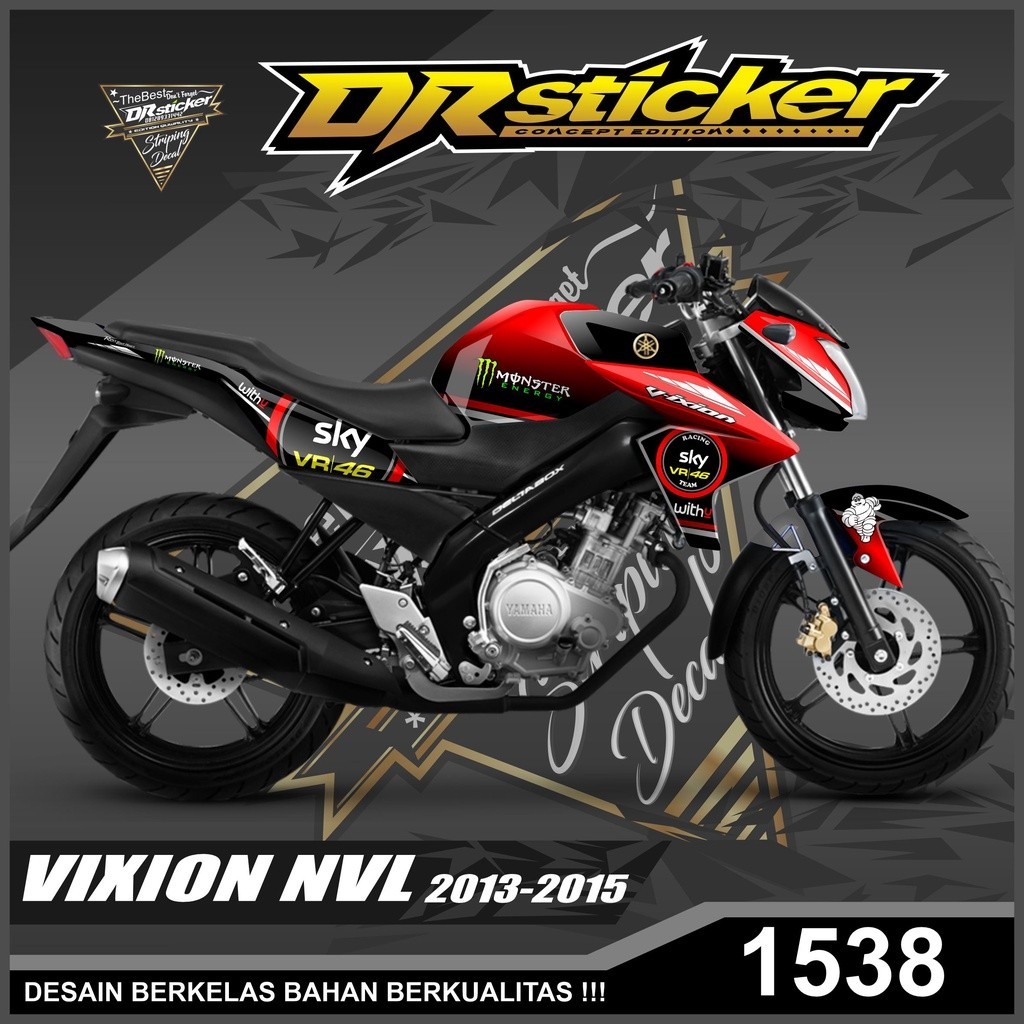 1538 Decal Costum Sticker VIXION NVL 2013 2014 2015  Full Body Stiker Skotlet VIXION Desain Sky Mons