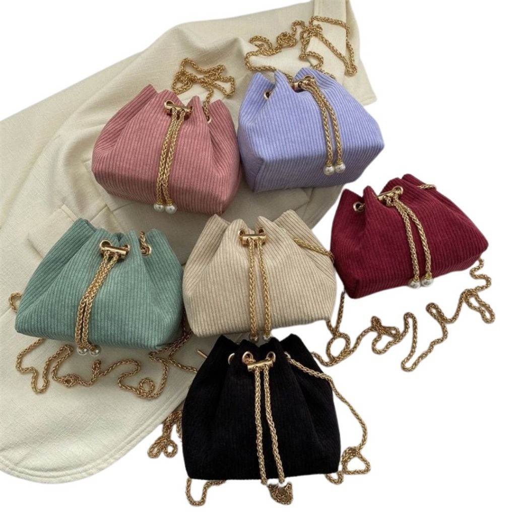 Tas Selempang Wanita Serut Corduroy Fashion I Tas Selempang