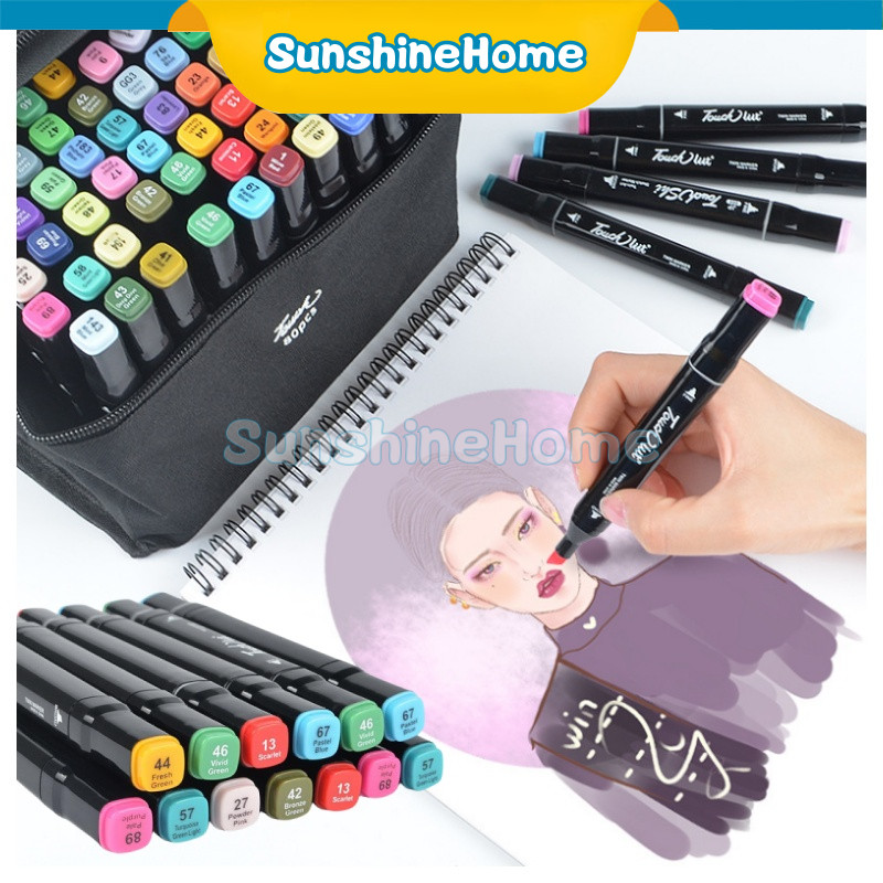 

12/24/48/80 Warna Sketsa Spidol Umum General Marker Set Animation Markers / Twin Market Set Spidol / Warna Spidol Brush Pen Animation Markers