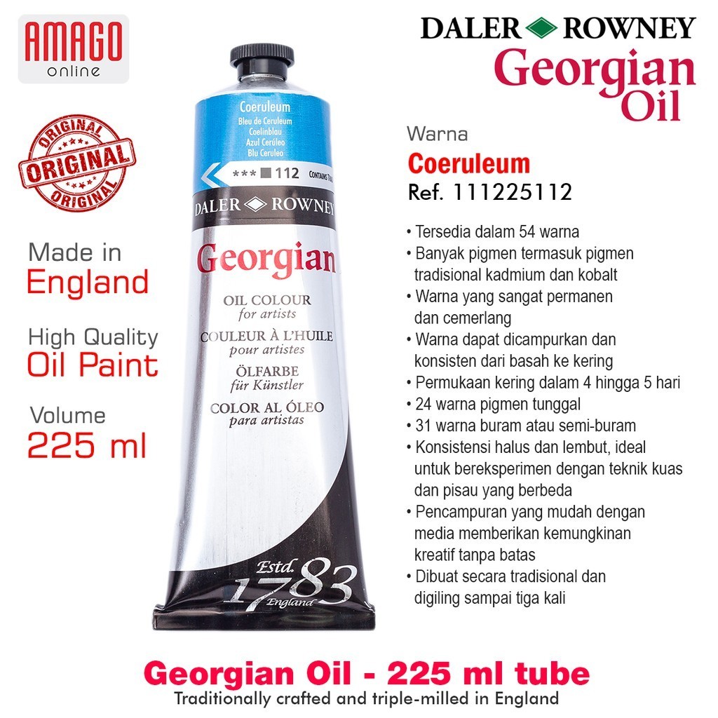 

Cat Minyak Lukis DALER-ROWNEY Georgian Oil Paint 225 ml - Coeruleum - 111225112