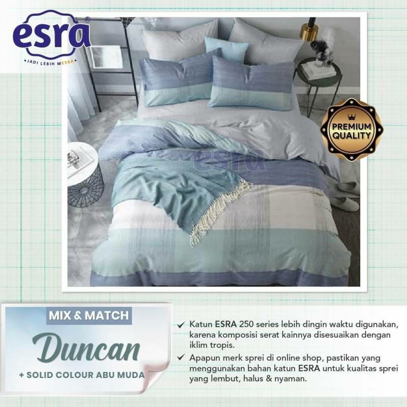 Bedcover + sprei anti geser katun esra motif DUNCAN