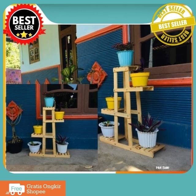 RAK BUNGA SUSUN 5 POT/ RAK BUNGA UNik/ RAK SERBAGUNA KAYU / RAK BUNGA